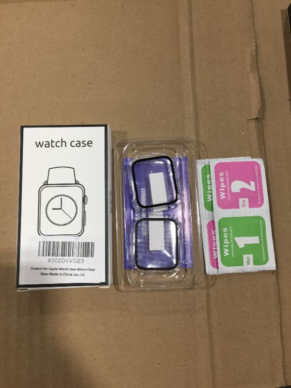 Photo 2 of (2 pack) Insten Case Compatible with Apple Watch 40mm Series 6/SE/5/4 - Matte Hard Bumper Cover with Built-in 9H Tempered Glass Screen Protector, Clear
