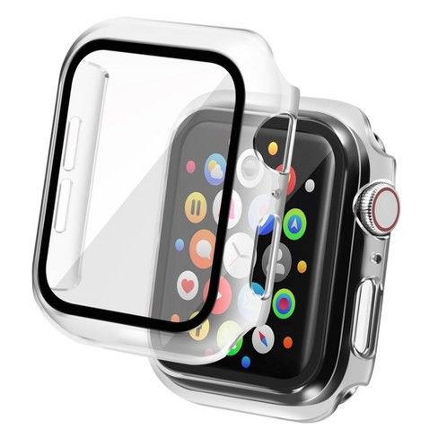 Photo 1 of Insten Case Compatible with Apple Watch 40mm Series 6/SE/5/4 - Matte Hard Bumper Cover with Built-in 9H Tempered Glass Screen Protector, Clear
