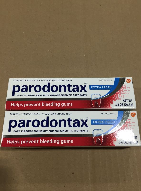Photo 2 of (2 pack) Parodontax Toothpaste for Bleeding Gums, Gingivitis Treatment and Cavity Prevention, Extra Fresh
