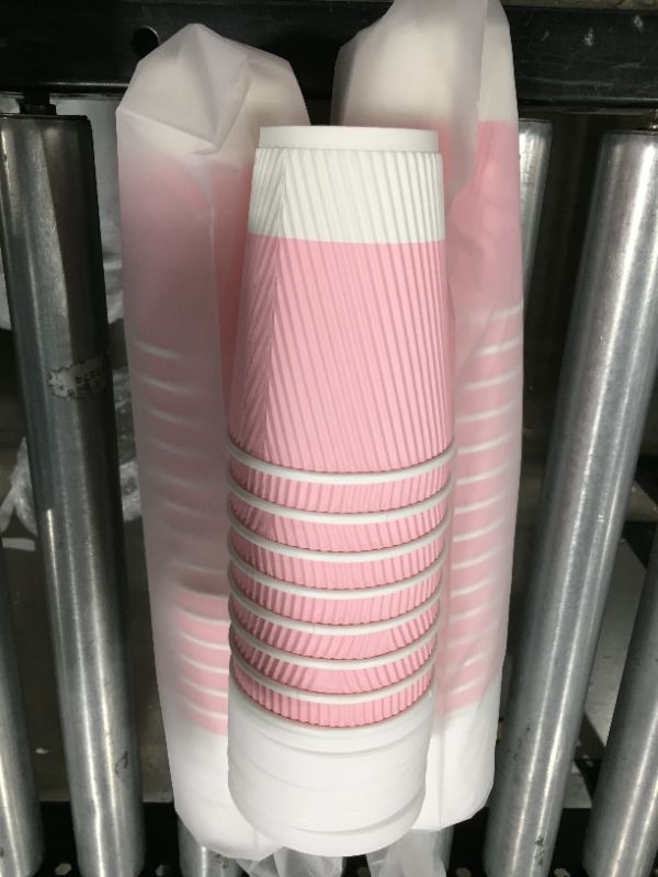 Photo 2 of 16 oz Light Pink Paper Coffee Cup - Ripple Wall - 3 1/2" x 3 1/2" x 5 1/2" - 83 count box