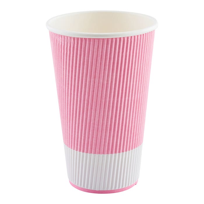 Photo 1 of 16 oz Light Pink Paper Coffee Cup - Ripple Wall - 3 1/2" x 3 1/2" x 5 1/2" - 83 count box