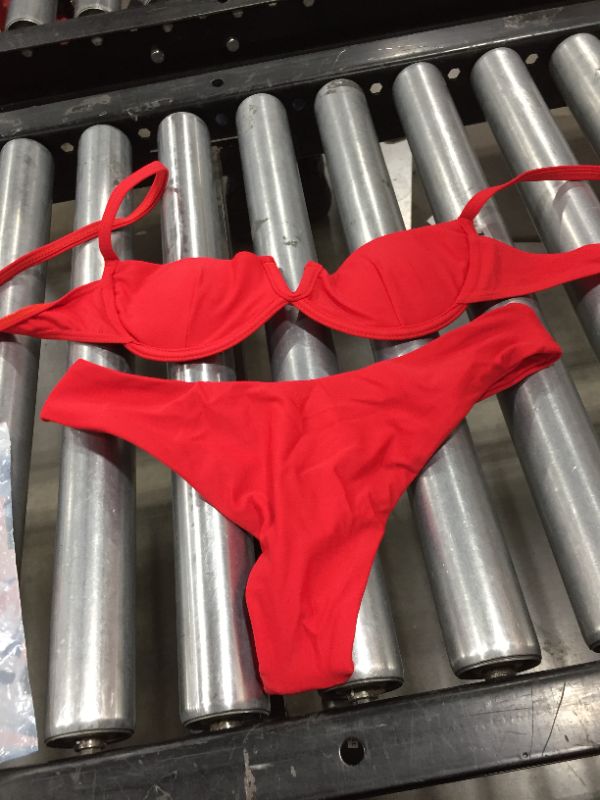 Photo 2 of Shein V Wired Underwire Red High Cut Bikini Swimsuit (S)