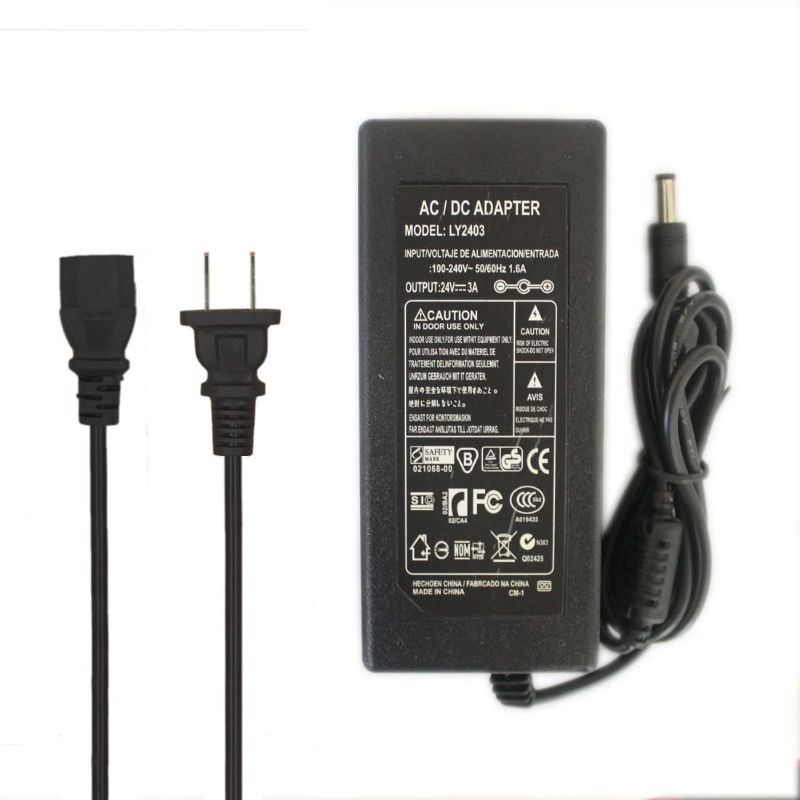 Photo 1 of 24V 3A Power Supply 72W, 110-240V 50/60Hz AC to DC 24 Volt 3Amp Adapter