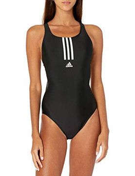 Photo 1 of adidas Women's SH3.RO Mid 3-Stripes Swimsuit Black/Onix 12