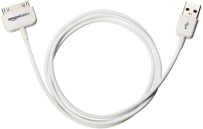 Photo 1 of Amazon Basics Apple Certified 30-Pin to USB Cable for Apple iPhone 4, iPod, and iPad 3rd Generation, 3.2 Foot, White
