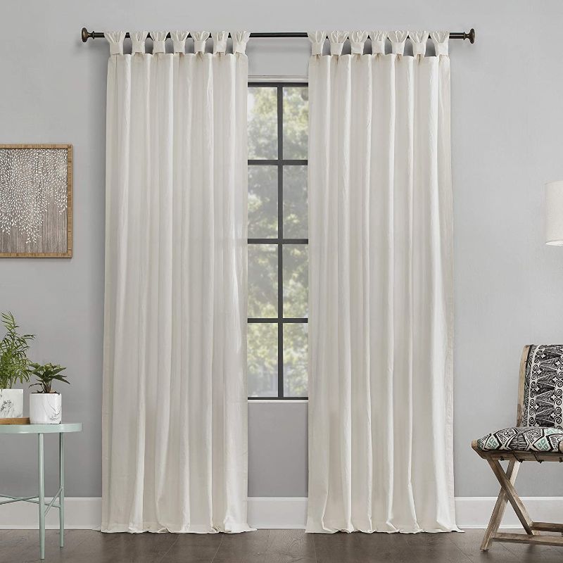 Photo 1 of Archaeo - 56538 Washed 100% Cotton Twist Tab Curtain, 52" x 95" Panel, Ivory