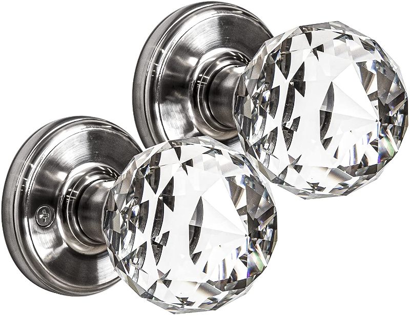 Photo 1 of BINO Crystal Functional Interior Door Knobs Set - Satin Nickel - Crystal Door Knobs Interior Crystal Knobs Door Knob
