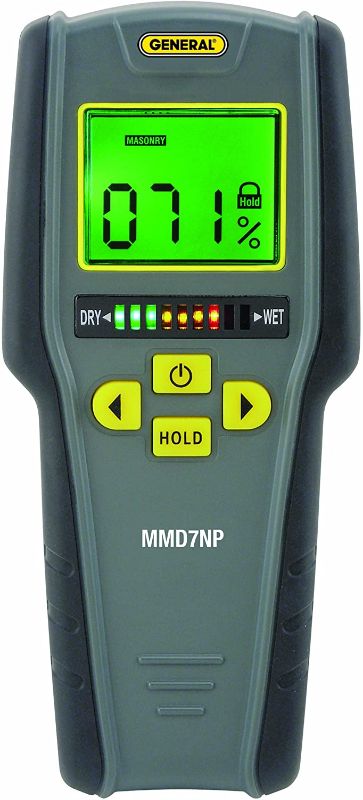 Photo 1 of General Tools MMD7NP Pinless, Non-Invasive, Non-Marring, Digital Moisture Meter, Water Leak Detector, Moisture Testerup To ¾" (19mm) Deep, Backlit LCD Screen, Visual/Audible Alarms