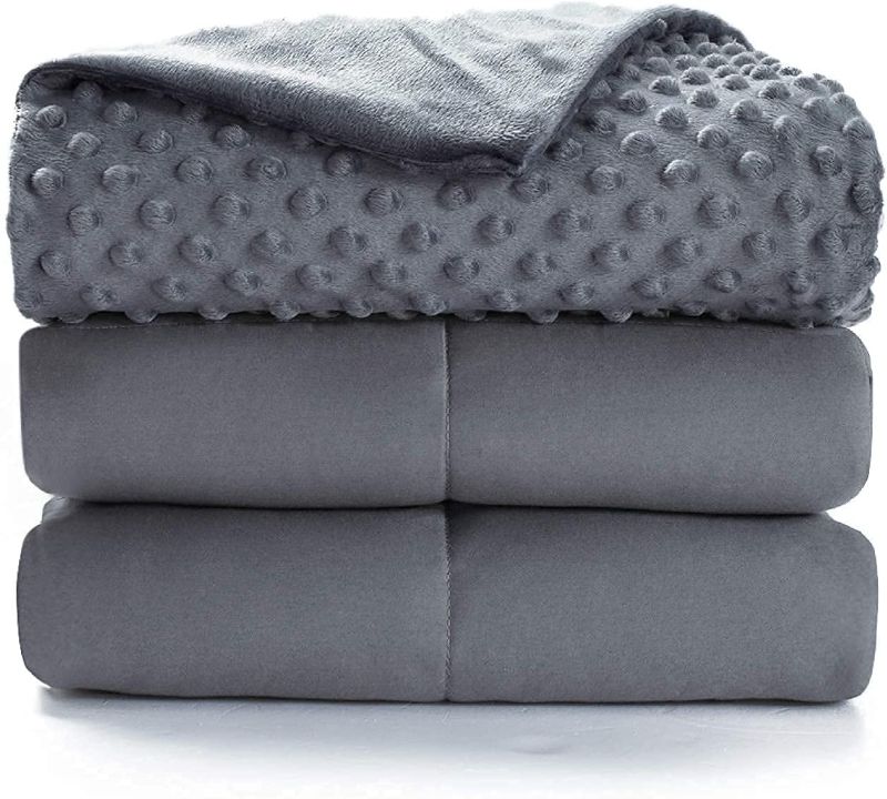 Photo 1 of Bedsure Weighted Blanket for Kids with Removable Duvet Cover - Baby Throw Blanket 7lbs, Premium Cotton with Glass Beads 41"×60" Grey