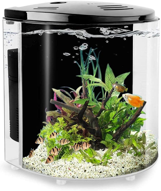 Photo 1 of YCTECH 1.2 Gallon Aquarium Starter Kits Betta Fish Tank Goldfish Tank with LED Light and Filter Pump White Black