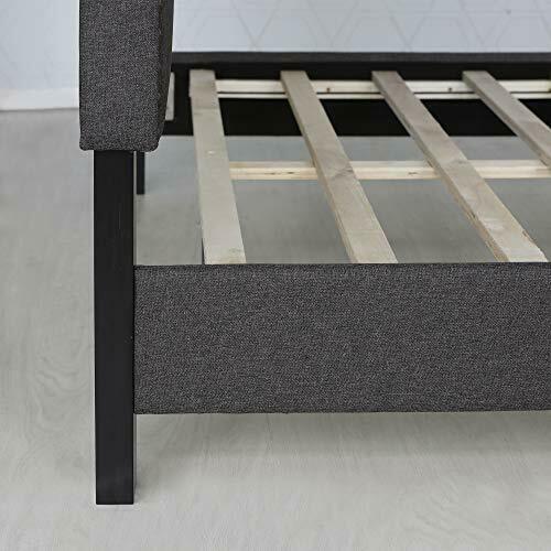 Photo 1 of Furinno Laval Button Tufted Bed Frame, 12PC Slat Style, Stone, Queen
