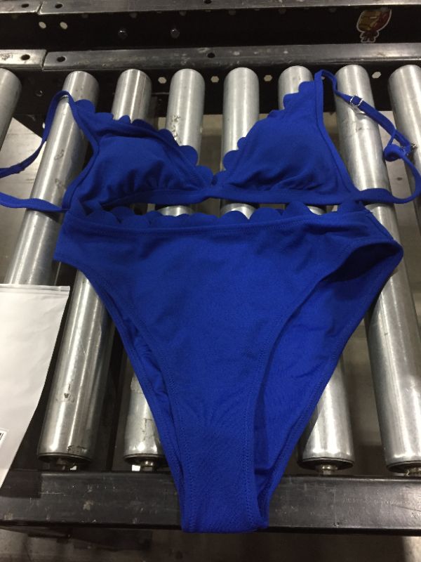 Photo 2 of Blue Scalloped Mid Waisted Bikini (M)
