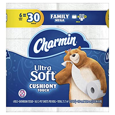 Photo 1 of Charmin Ultra Soft Cushiony Touch Toilet Paper, 6 Family Mega Rolls = 30 Regular Rolls