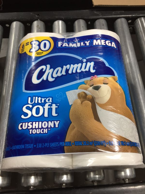 Photo 2 of Charmin Ultra Soft Cushiony Touch Toilet Paper, 6 Family Mega Rolls = 30 Regular Rolls