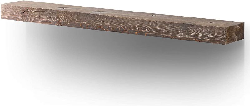 Photo 1 of BoscoMondo Rustic Fireplace Mantel Floating Shelf - 72'' X 7'' X 3'' Solid Pine Wood - Wall Decor, Mounted Farmhouse Shelving - Invisible Heavy Duty Bracket (Brown, 72'')
