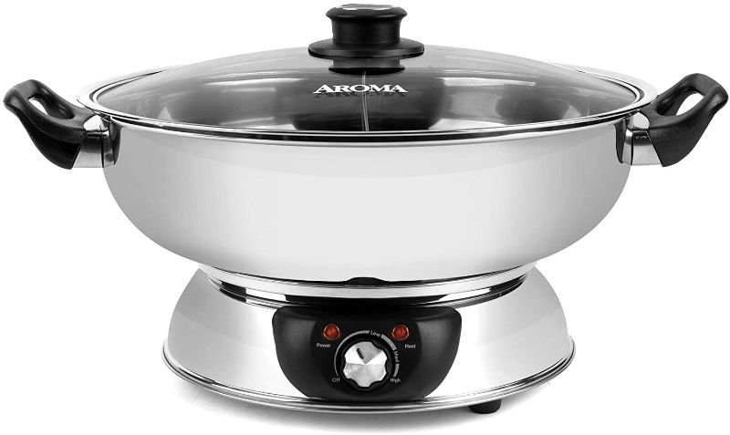 Photo 1 of Aroma Housewares ASP-610 Dual-Sided Shabu Hot Pot, 5Qt, Stainless Steel