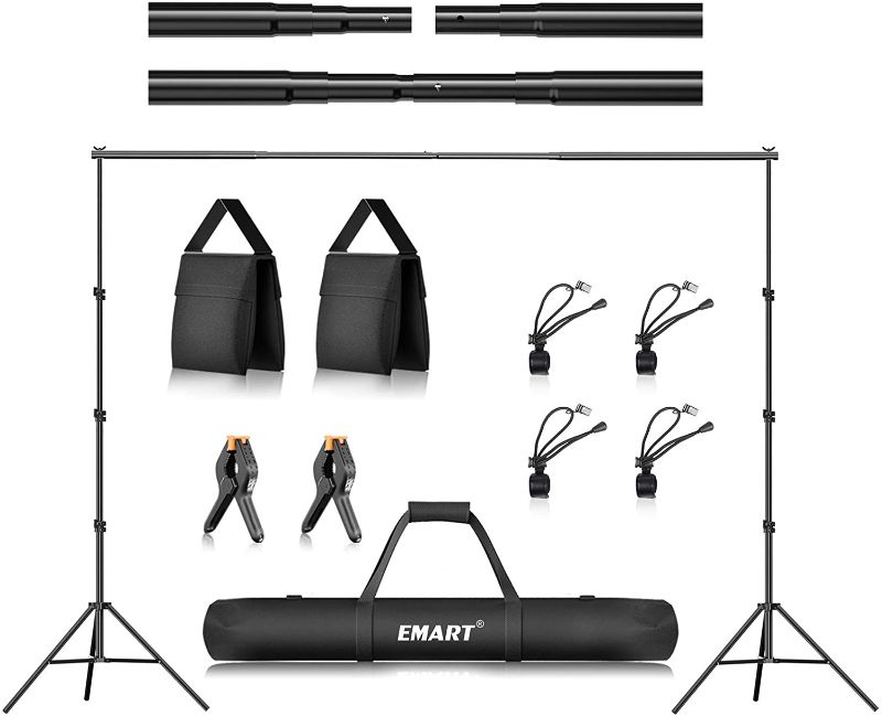 Photo 1 of EMART 8.5 x 10 ft Photo Backdrop Stand , Adjustable Photography Muslin Background Support System Stand for Photo Video Studio