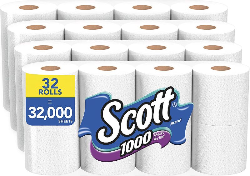 Photo 1 of Scott 1000 Sheets Per Roll Toilet Paper, 32 Rolls (4 Packs of 8), Bath Tissue