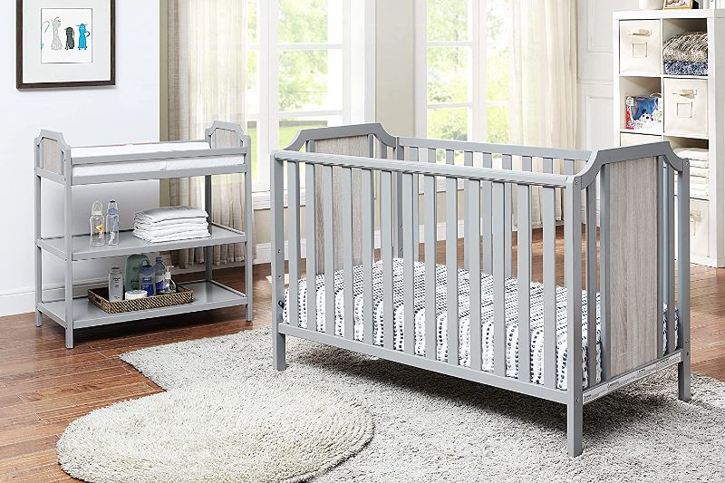 Photo 1 of Suite Bebe Brees Convertible Island Crib in Gray and Vintage Birch, 53.5x37.5x30.5 Inch (Pack of 1)
