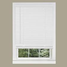 Photo 1 of 2-in Slat Width 57-in x 48-in Cordless White Faux Wood Room Darkening Full-view Standard Horizontal Blinds
