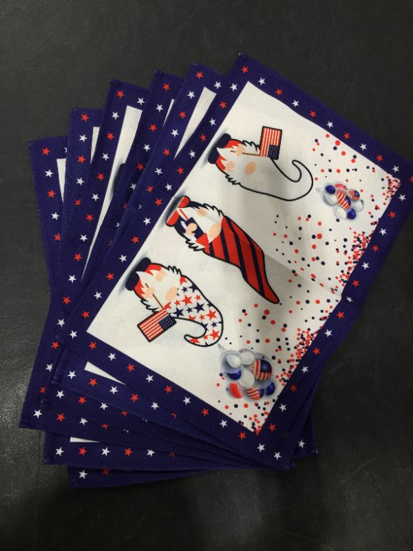 Photo 2 of 4th of July gnome place mats set of 6 , 18 in x 12 in
