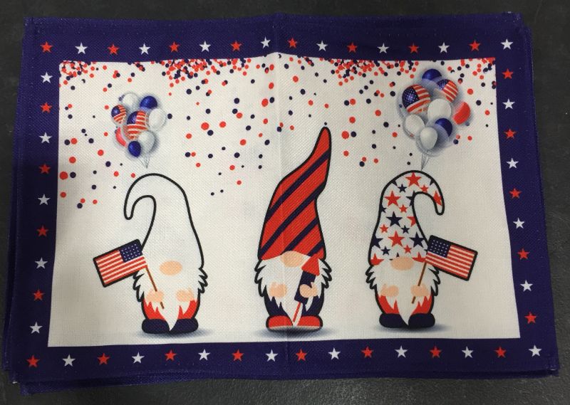 Photo 1 of 4th of July gnome place mats set of 6 , 18 in x 12 in
