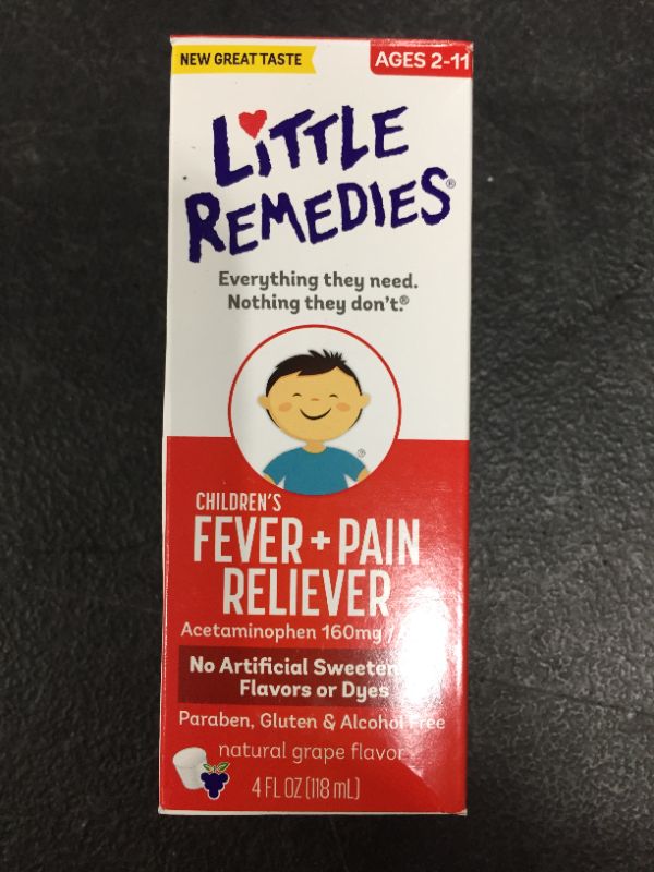 Photo 2 of Little Remedies Children's Fever & Pain Reliever, Ages 2 to 11, Grape Flavor, 4 fl oz