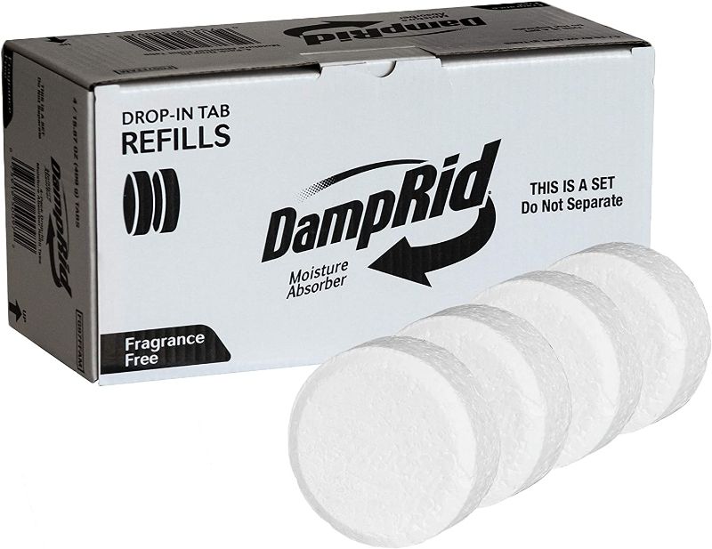 Photo 1 of DampRid Fragrance Free Drop-in Tab Refill - 4 Pack - 15.8 Oz. Refill Tabs - Moisture Absorber