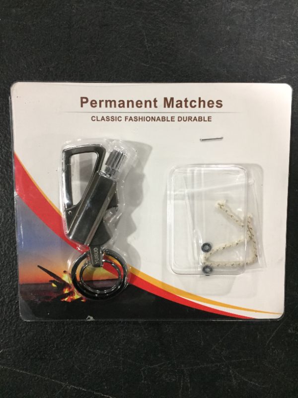 Photo 2 of  Permanent Match Bottle Opener Metal Keychain, Reusable Survival Fire Starter Lighter, Emergency Waterproof Striker Stick Kit