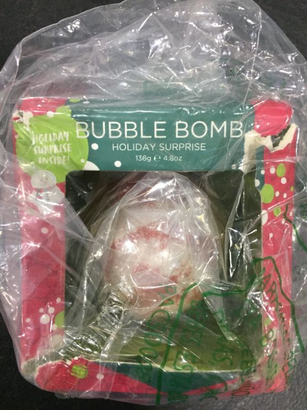 Photo 2 of Christmas Bubble Bath Bomb for Kids with Surprise Holiday Squishy Toy Inside by Two Sisters. Large 99% Natural Fizzy in Gift Box. Moisturizes Dry Sensitive Skin. Releases Color, Scent, Bubbles