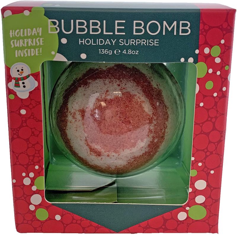 Photo 1 of Christmas Bubble Bath Bomb for Kids with Surprise Holiday Squishy Toy Inside by Two Sisters. Large 99% Natural Fizzy in Gift Box. Moisturizes Dry Sensitive Skin. Releases Color, Scent, Bubbles