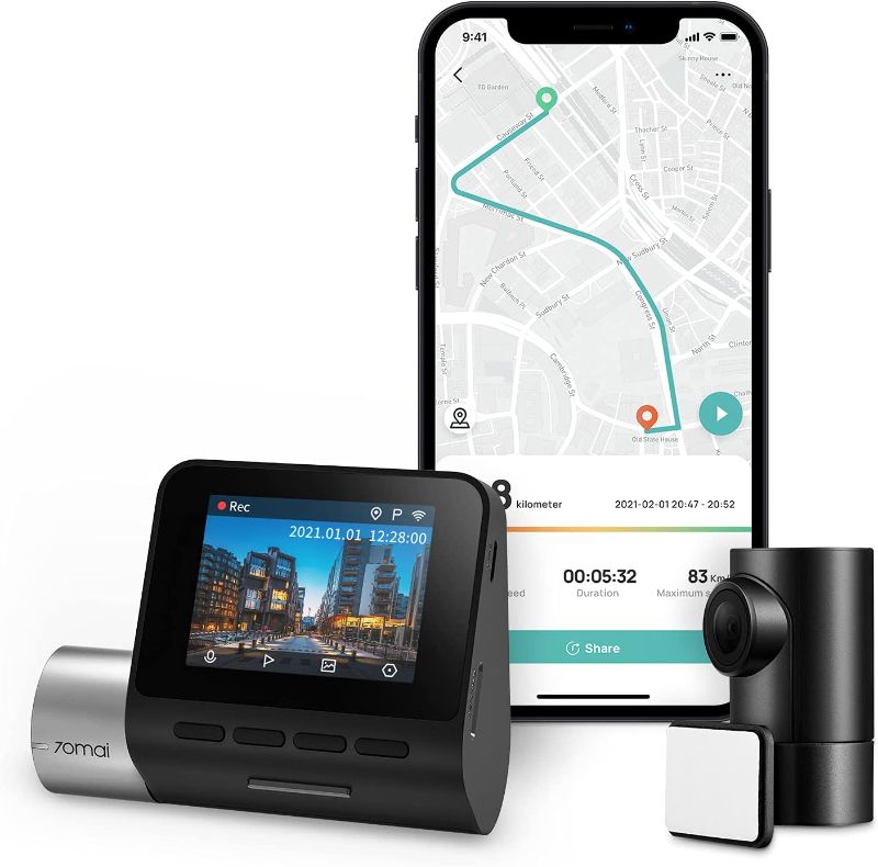 Photo 1 of 70mai Dash Cam Pro Plus+ A500S, Front and Rear, 2.7K Ultra Full HD, 1080P, Built in WiFi GPS Smart Dash Camera for Cars, ADAS, Sony IMX335, 2'' IPS LCD Screen, 140° Wide Angle