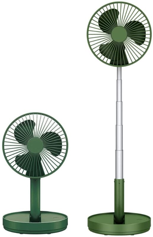 Photo 1 of Desk and Table Fan, Folding Portable Telescopic Fan with 2400MAh Battery Operated or USB Powered, Rechargeable Small Desk Fan with 3 Wind Speeds & Adjustable Height for Office Home Travel, Green