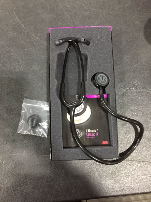 Photo 2 of 3M Littmann Classic III Monitoring Stethoscope, Black Edition Chestpiece, Black Tube, 27 inch