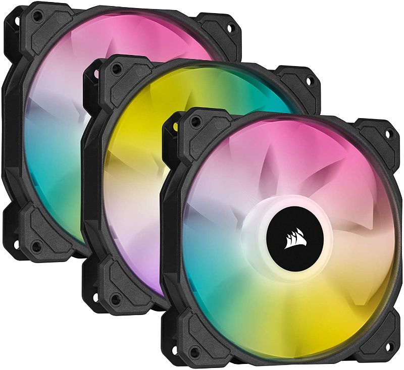 Photo 1 of CORSAIR iCUE SP120 RGB ELITE Performance 120mm PWM Triple Fan Kit with iCUE Lighting Node CORE (Pack of 3)