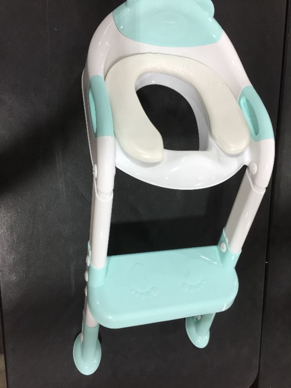 Photo 2 of Potty Training Seat with Step Stool Ladder,SKYROKU Potty Training Toilet for Kids Boys Girls Toddlers-Comfortable Safe Potty Seat with Anti-Slip Pads Ladder (Blue)