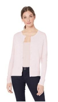 Photo 1 of Amazon Essentials Women's Lightweight Crewneck Cardigan Sweater Light Pink Med