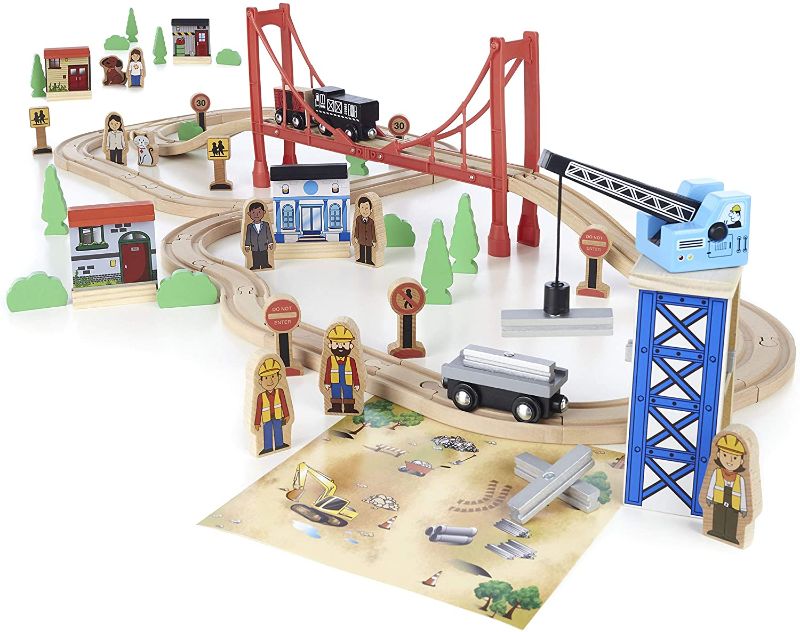 Photo 1 of Imaginarium Mega Wooden Train Set, for Ages 3-6, 80 Pieces