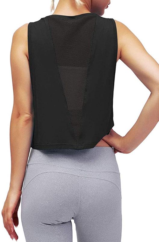 Photo 1 of Mippo Workout Tops for Women Cropped Muscle Tank Flowy Mesh Athletic Gym Shirts 
Small