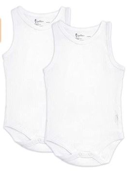 Photo 1 of Feathers Baby White 100% Cotton Super Soft Onesie Undershirts 2-Pack 36m