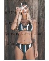 Photo 1 of Blue White And Black Striped Bikini
size L