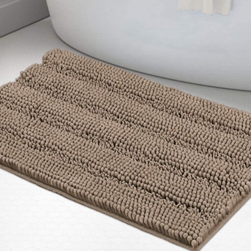 Photo 1 of Bathroom Rugs Bath Bath Mats for Bathroom Shaggy Rugs for Bedroom Chenille Bath Rugs 2 Piece Non Slip Super Absorbent Washable Bath Mat, 20"x 32"  & 17"x24", Taupe Brown