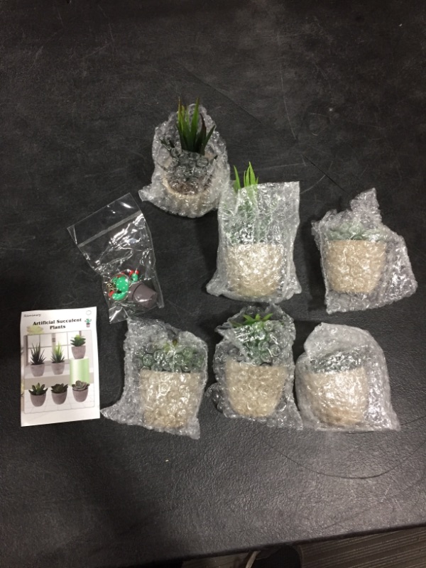 Photo 2 of Artificial Succulent Plants Potted, Set of 6 Mini Artificial Plants with Pots Assorted Decorative Faux Succulents in Pots