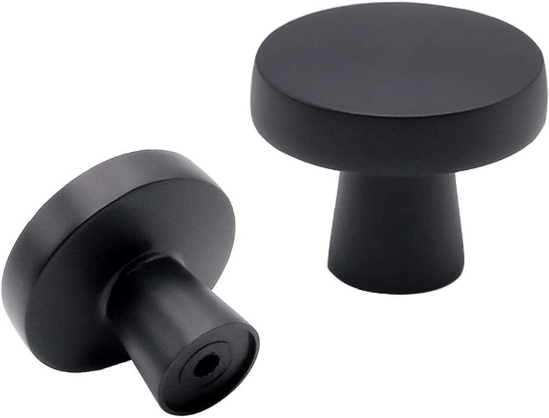 Photo 1 of 25 Pack goldenwarm Kitchen Drawer Knobs Matte Black Cabinet Door Knobs Round - LS5310BK Mushroom Style Black Drawer Knobs Solid Bathroom Cabinet Hardware for Closet,Cupboard