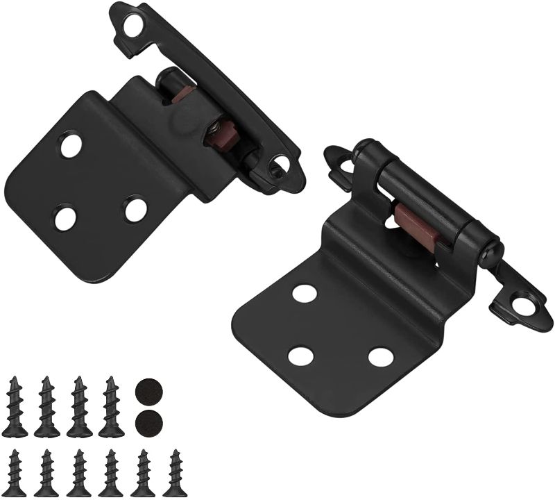 Photo 1 of 3/8'' homdiy 24 Pairs 48 Pack Black Cupboard Hinges Self Closing Kitchen Cabinet Hinges - Inset Black Cabinet Hinges Face Mount Hinges for Cabinet Doors, Upgraded Screws Included
