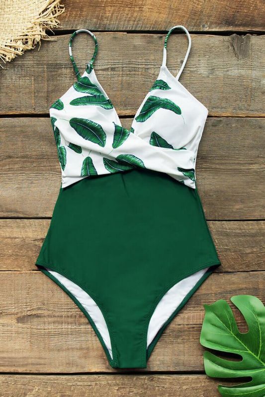 Photo 1 of Banana Leaf Twist-Front One Piece Swimsuit Lg