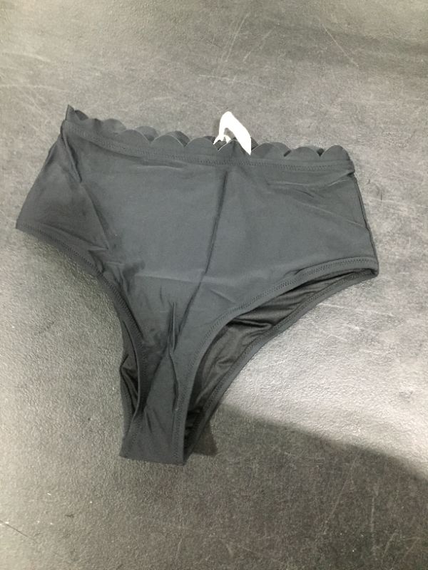 Photo 1 of Black Scalloped High Waisted Bikini Bottom Med