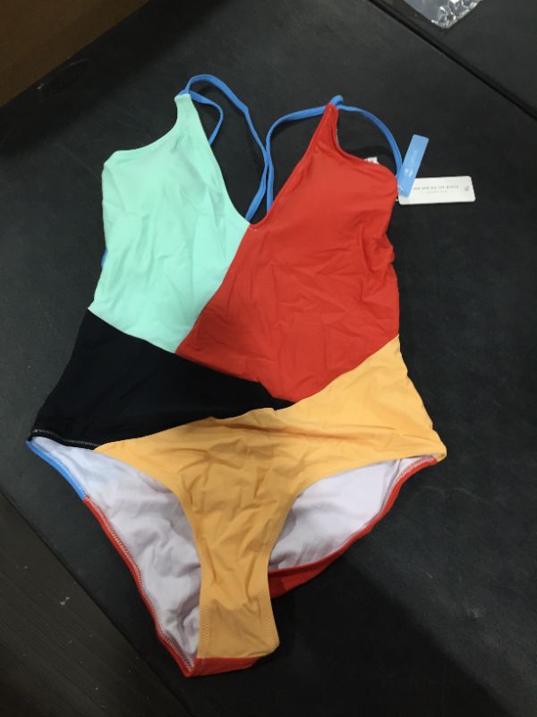 Photo 2 of Colorblocked V-Neck One Piece Swimsuit XL