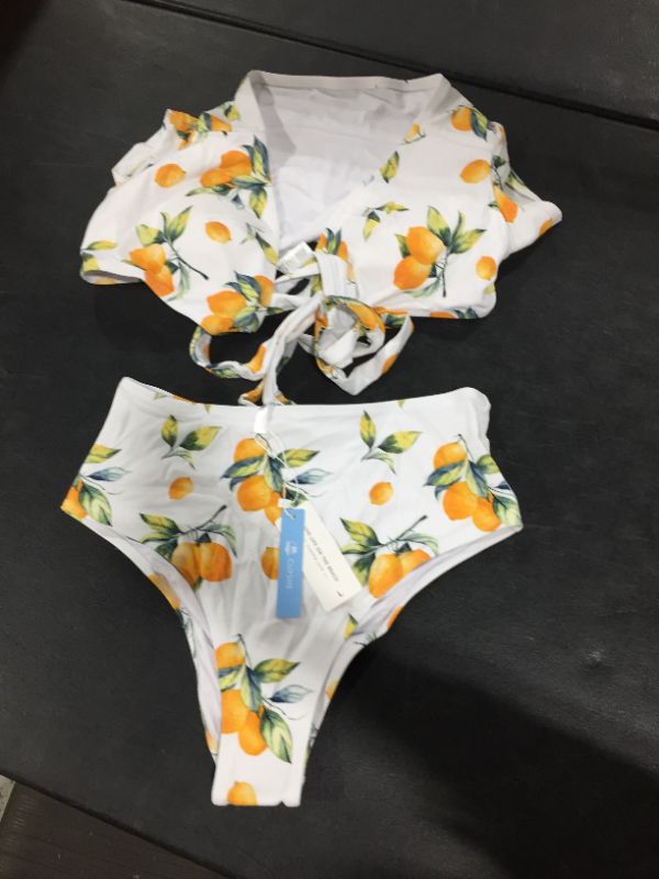 Photo 2 of Amina Fruit Print Wrap High Waisted Bikini Lg