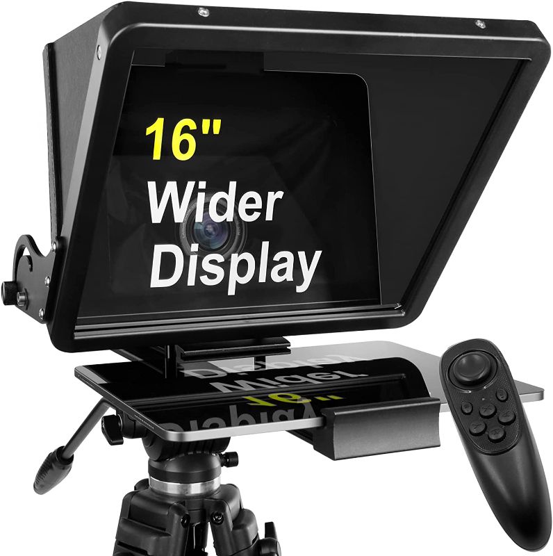 Photo 1 of 16 inch Large Teleprompter for All Tablets (4-12.9-inch Tablet), remote control and teleprompter app, 70/30 Beam Splitter Glass, Aluminum Body and a Packbag, Angle Adjustment, Make Short Videos/Speech
